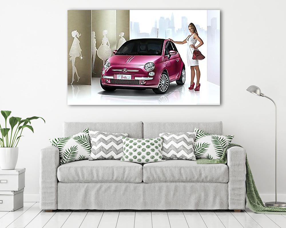 Barbie Fiat 500-as (fotótapéta) - vászonkép, falikép otthonra és irodába
