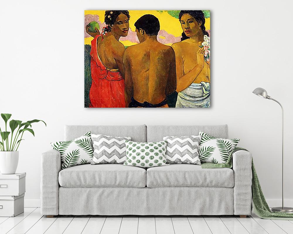 Három tahiti (keretezett kép) - vászonkép, falikép otthonra és irodába