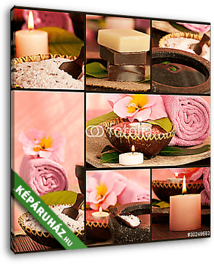 Rózsaszín fürdőhely kollázs. - vászonkép 3D látványterv