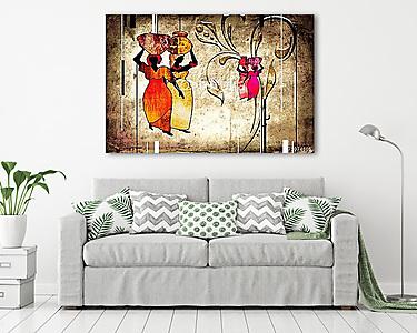 afro motívum etnikai retro vintage (vászonkép) - vászonkép, falikép otthonra és irodába