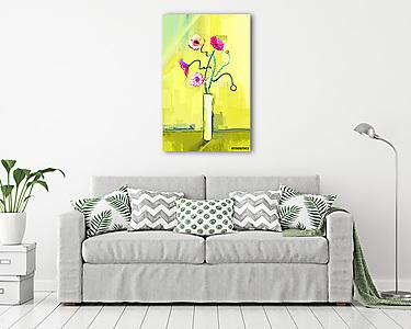 Absztrakt  tavaszi virágzás vázában (olajfestmény reprodukció) (vászonkép) - vászonkép, falikép otthonra és irodába