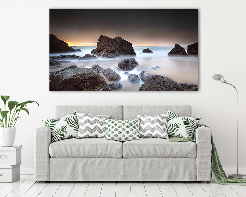 A naplementét rossz időben töltik (többrészes kép) - vászonkép, falikép otthonra és irodába