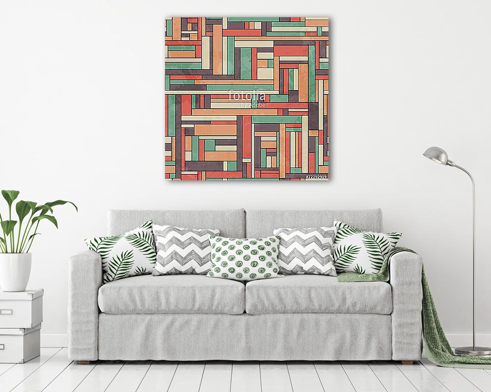 retro négyzet, zökkenőmentes mintázat grunge hatással (bögre) - vászonkép, falikép otthonra és irodába