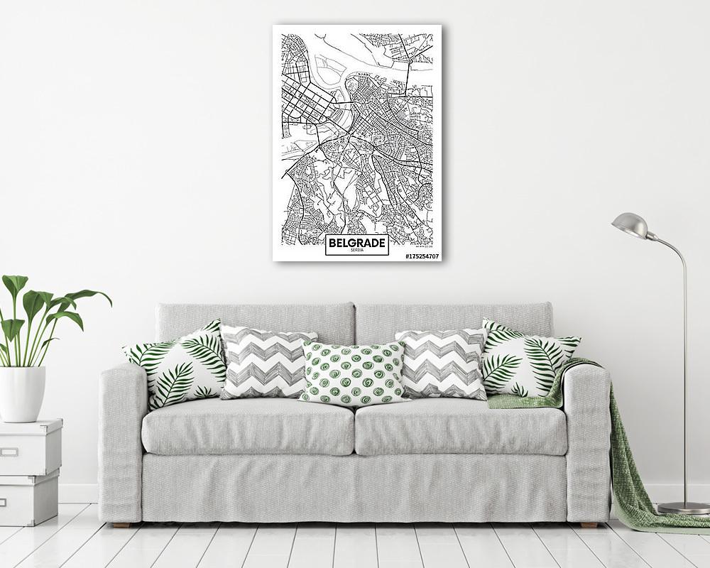 Részletes vektor poszter várostérkép Belgrád (vászonkép) - vászonkép, falikép otthonra és irodába