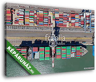 Kereskedelmi kikötő konténerekkel (légifotó) - vászonkép 3D látványterv