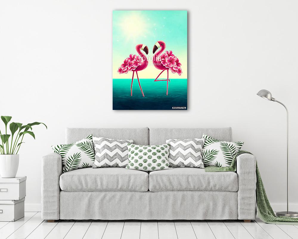 Two flamingos - vászonkép, falikép vásárlás Two flamingos (vászonkép) - vászonkép, falikép otthonra és irodába