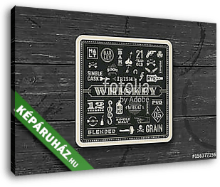 Coaster for whiskey and alcoholic beverages. Vintage drawing for - vászonkép 3D látványterv