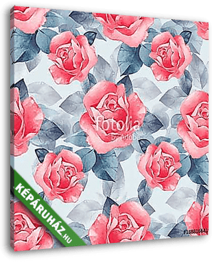 Floral seamless pattern. Watercolor background with beautiful re - vászonkép 3D látványterv