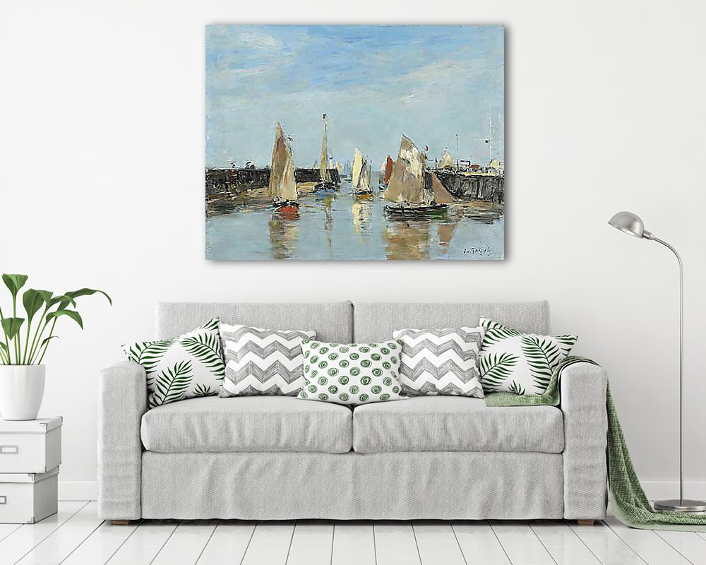 Vitorláshajók Trouville kikötőjében - vászonkép, falikép vásárlás Vitorláshajók Trouville kikötőjében (bögre) - vászonkép, falikép otthonra és irodába