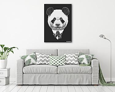 Portrait of Panda in suit. Hand drawn illustration. (vászonkép) - vászonkép, falikép otthonra és irodába