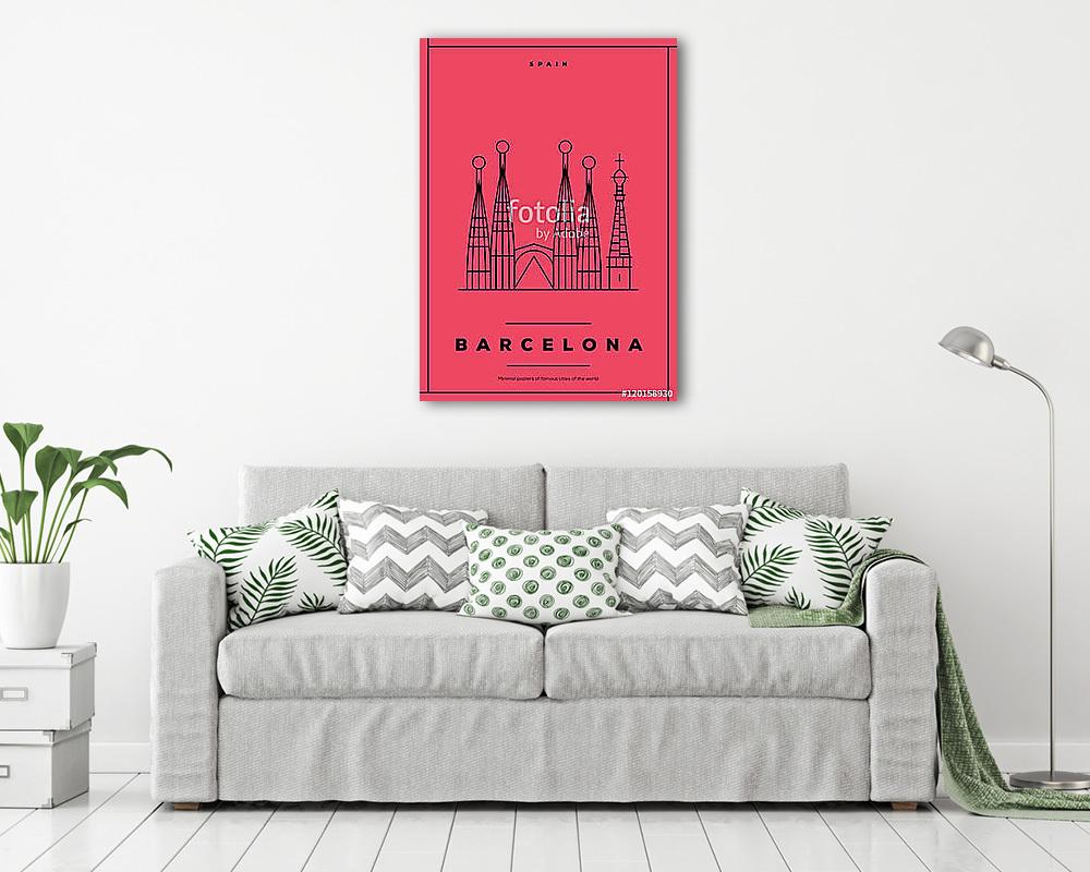 Minimal Barcelona City Poster Design - vászonkép, falikép vásárlás Minimal Barcelona City Poster Design (fotótapéta) - vászonkép, falikép otthonra és irodába