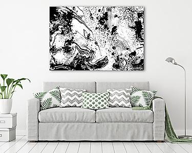 Black and white abstract background. Liquid marble pattern. Monochrome texture (vászonkép) - vászonkép, falikép otthonra és irodába