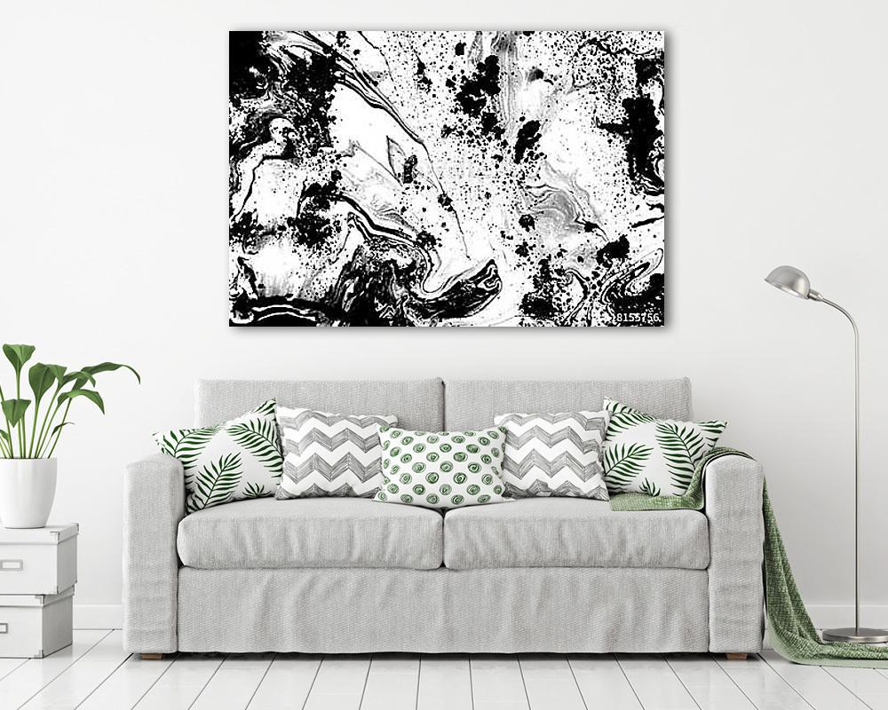 Black and white abstract background. Liquid marble pattern. Monochrome texture - vászonkép, falikép vásárlás Black and white abstract background. Liquid marble pattern. Monochrome texture (vászonkép) - vászonkép, falikép otthonra és irodába