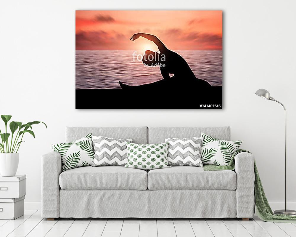 Silhouette of a girl practicing yoga (vászonkép) - vászonkép, falikép otthonra és irodába