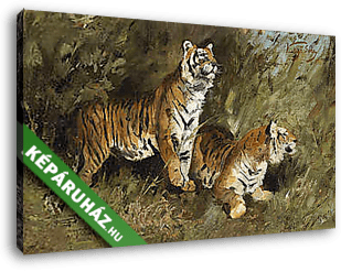 Tigrisek a fűben - vászonkép 3D látványterv