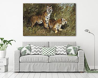 Tigrisek a fűben (vászonkép) - vászonkép, falikép otthonra és irodába