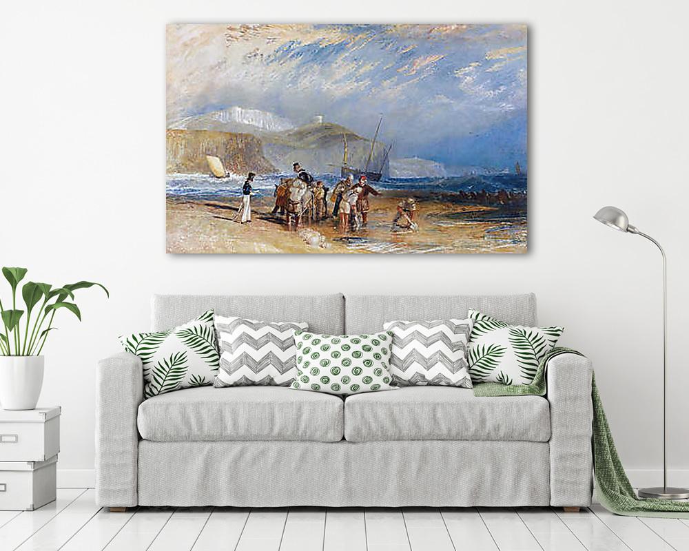 Folkestone kikötéje és a Doveri fehér sziklák (többrészes kép) - vászonkép, falikép otthonra és irodába