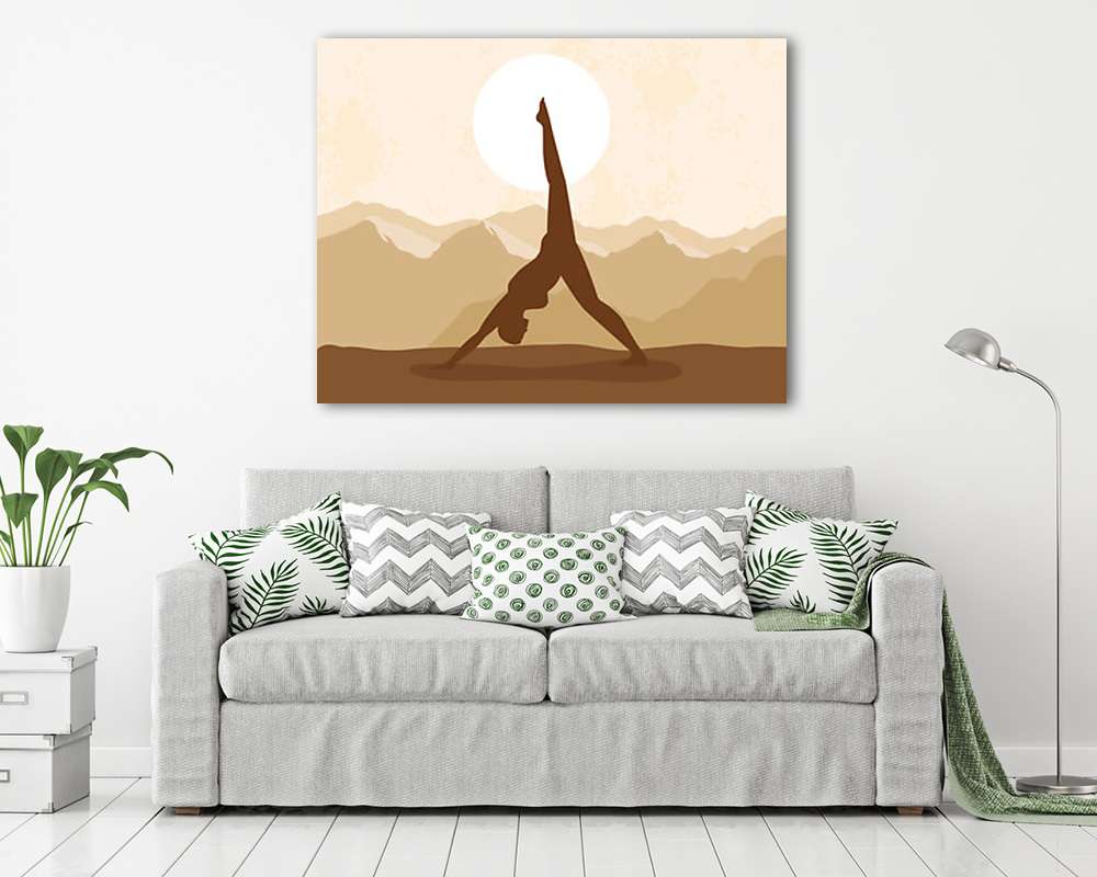 Jóga, half moon position scene (vászonkép) - vászonkép, falikép otthonra és irodába