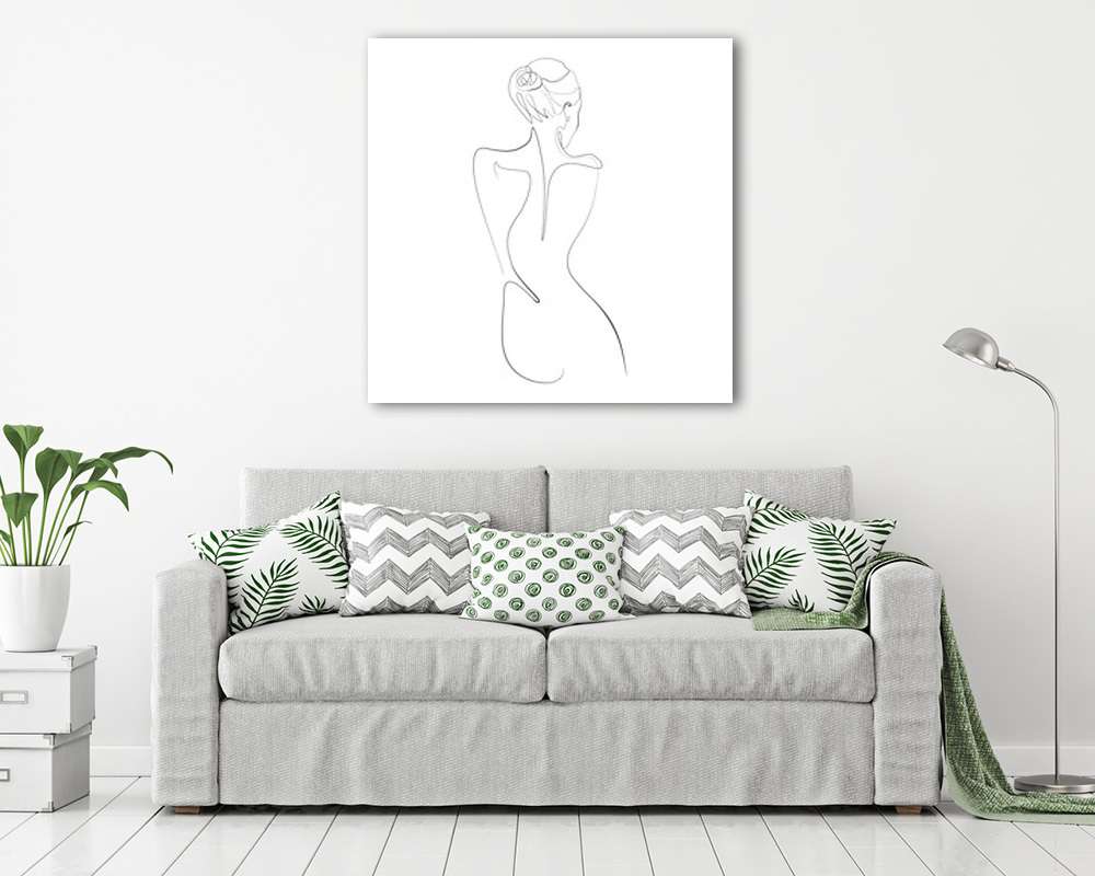 Ülő nő háttal 2. (vonalrajz, line art) (bögre) - vászonkép, falikép otthonra és irodába
