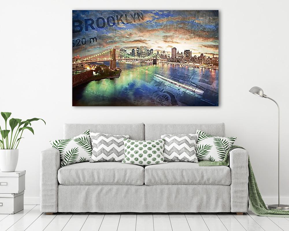 New York, Brooklyn-híd (bögre) - vászonkép, falikép otthonra és irodába