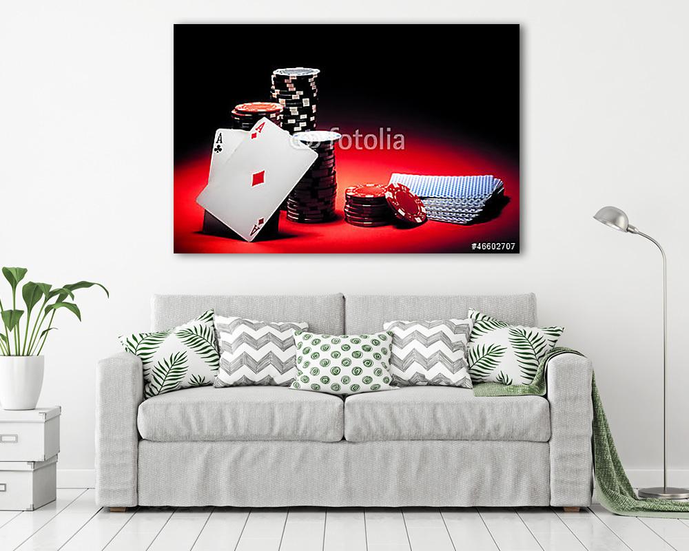 Ász pár és póker zseton (vászonkép) - vászonkép, falikép otthonra és irodába