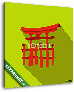 Lebegő Torii kapu, Japán ikon, lapos stílus - vászonkép 3D látványterv