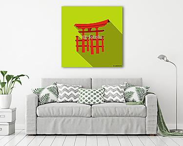 Lebegő Torii kapu, Japán ikon, lapos stílus (vászonkép) - vászonkép, falikép otthonra és irodába