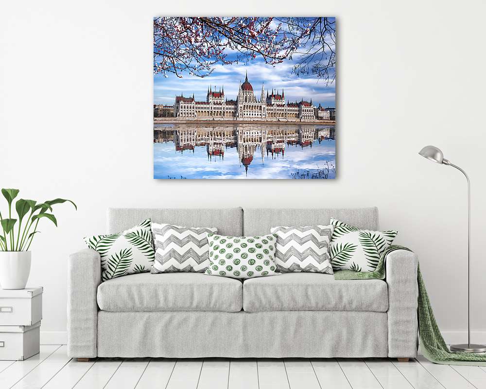 A Parlament tavasszal (poszter) - vászonkép, falikép otthonra és irodába
