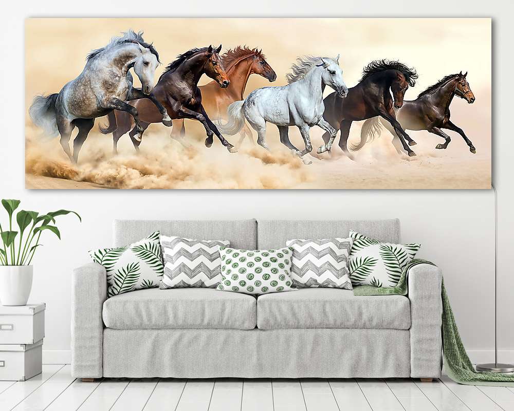 A lóállomány porfelhőkben fut (bögre) - vászonkép, falikép otthonra és irodába