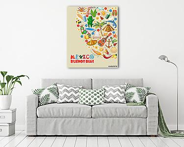 Vector színes kártya Mexikóban. Utazás plakát mexikói it (vászonkép) - vászonkép, falikép otthonra és irodába