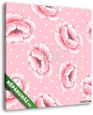 Floral seamless pattern 2. Watercolor background with pink flowe - vászonkép 3D látványterv