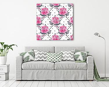 Floral seamless pattern 4. Watercolor background with roses  (vászonkép) - vászonkép, falikép otthonra és irodába