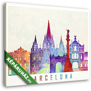 Barcelona landmarks watercolor poster - vászonkép 3D látványterv