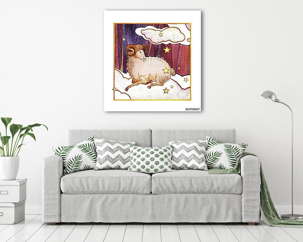 Astrological sign of the zodiac Aries, textured, isolated on a d - vászonkép, falikép vásárlás Astrological sign of the zodiac Aries, textured, isolated on a d (vászonkép) - vászonkép, falikép otthonra és irodába