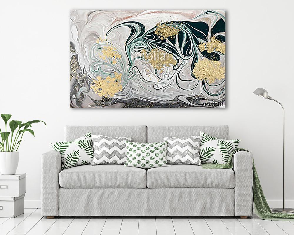 Marble abstract acrylic background. Natural green marbling artwork texture. Golden glitter. - vászonkép, falikép vásárlás Marble abstract acrylic background. Natural green marbling artwork texture. Golden glitter. (bögre) - vászonkép, falikép otthonra és irodába
