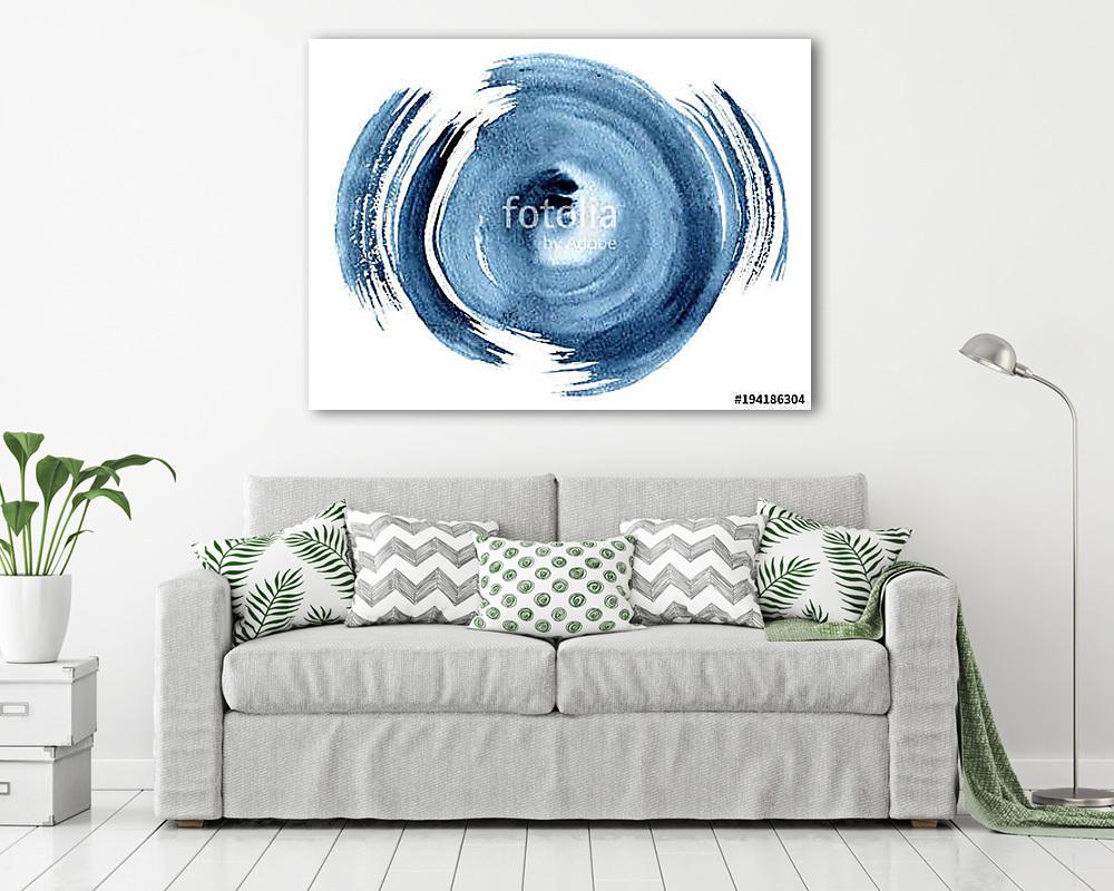 Circle grunge doodle. Blue brush stroke in the form of a circle. Drawing created in ink sketch handmade technique. - vászonkép, falikép vásárlás Circle grunge doodle. Blue brush stroke in the form of a circle. Drawing created in ink sketch handmade technique. (fotótapéta) - vászonkép, falikép otthonra és irodába