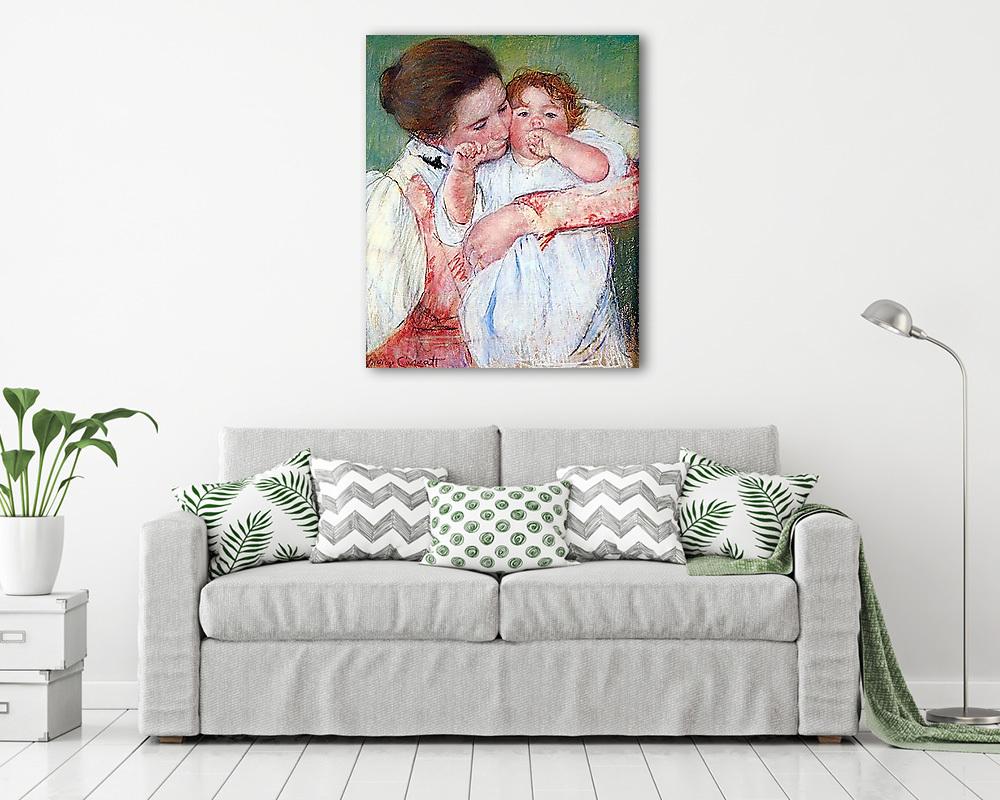 Gyermekét ölelő fiatal anya - vászonkép, falikép vásárlás Gyermekét ölelő fiatal anya (vászonkép) - vászonkép, falikép otthonra és irodába