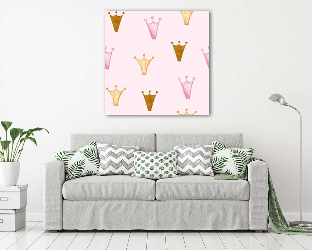 Koronák rózsaszín háttérrel tapétaminta - vászonkép, falikép vásárlás Koronák rózsaszín háttérrel tapétaminta (vászonkép) - vászonkép, falikép otthonra és irodába