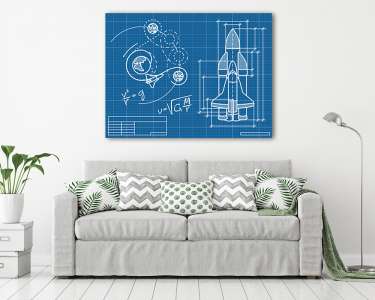 Űrsikló blueprint (vászonkép) - vászonkép, falikép otthonra és irodába