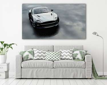 Aston Martin sportkocsi egy esős napon (vászonkép) - vászonkép, falikép otthonra és irodába