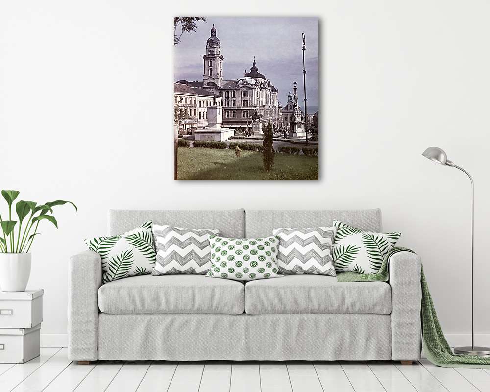 Pécs, Városháza (1957) (keretezett kép) - vászonkép, falikép otthonra és irodába