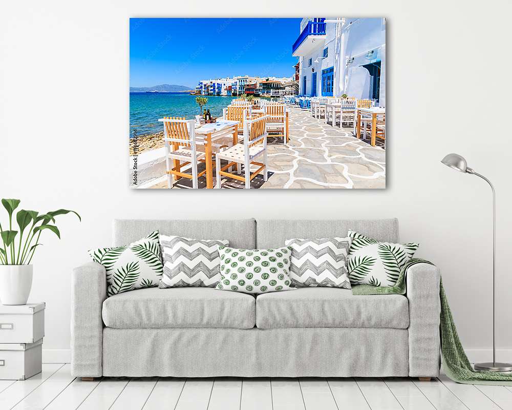 Görög taverna a tengerparton - vászonkép, falikép vásárlás Görög taverna a tengerparton (vászonkép) - vászonkép, falikép otthonra és irodába