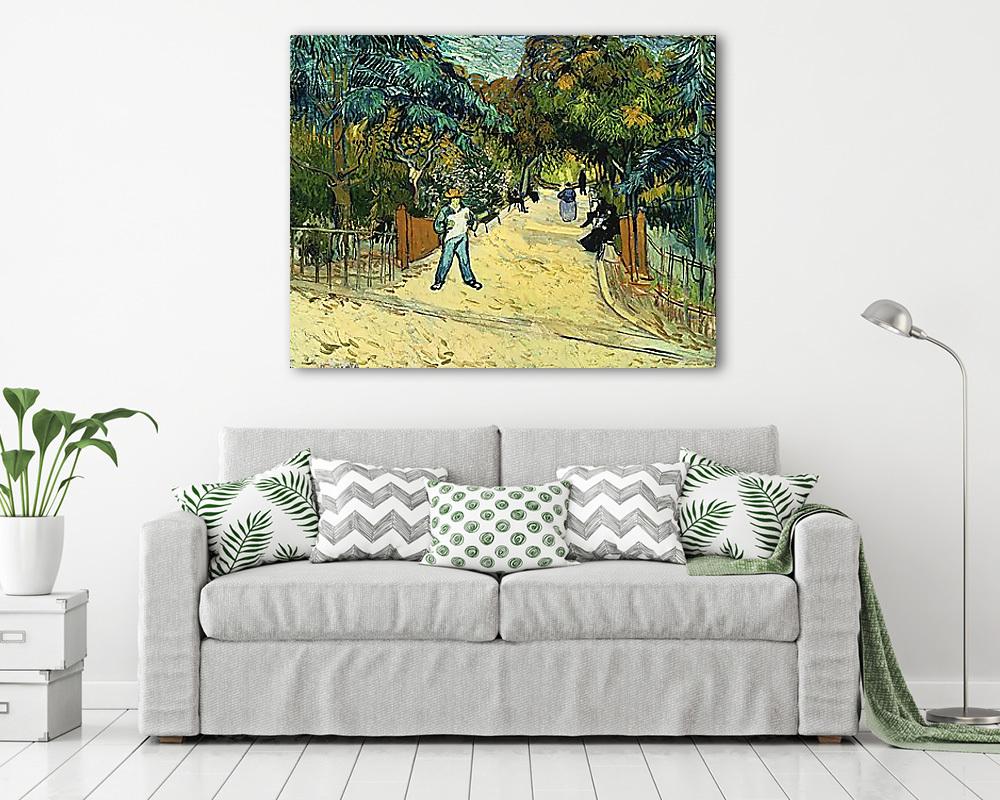 Az Arles-i park bejárata (keretezett kép) - vászonkép, falikép otthonra és irodába