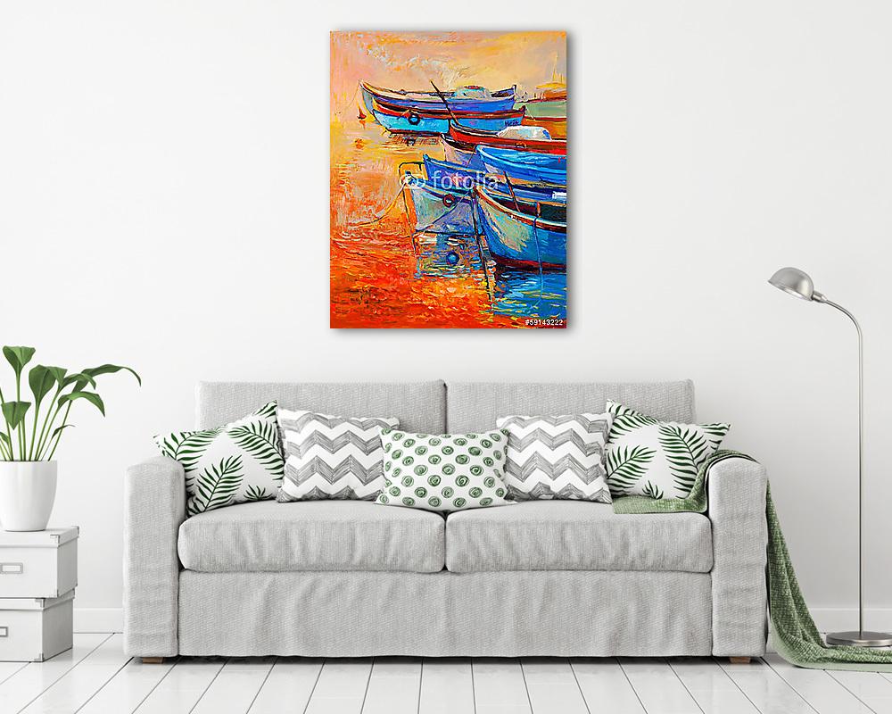 Kék csónakok (fotótapéta) - vászonkép, falikép otthonra és irodába