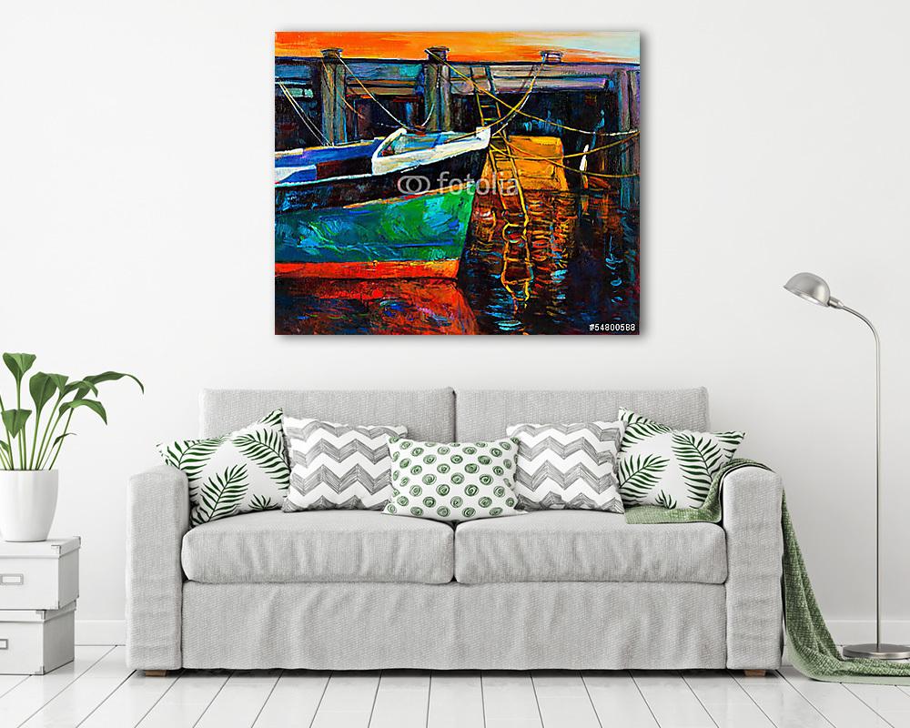 Csónakrészlet (vászonkép) - vászonkép, falikép otthonra és irodába