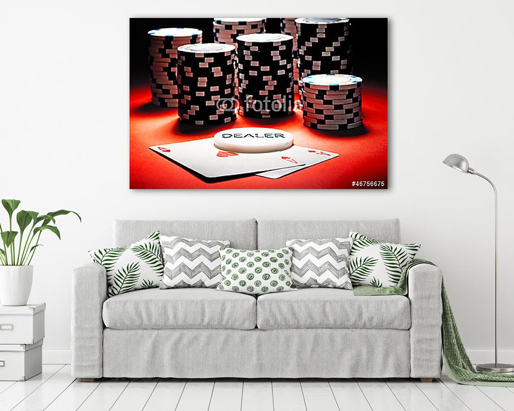 Két ász, az osztó gomb és a póker zseton. - vászonkép, falikép vásárlás Két ász, az osztó gomb és a póker zseton. (vászonkép) - vászonkép, falikép otthonra és irodába