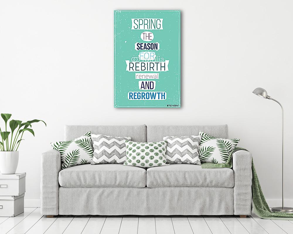 Friss tavaszi motivációs poszter idézettel (keretezett kép) - vászonkép, falikép otthonra és irodába