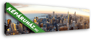 Aerial Chicago panorama at sunset, IL, USA - vászonkép 3D látványterv