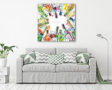 Alkoholos italok, poharak (akvarell reprodukció) (vászonkép) - vászonkép, falikép otthonra és irodába