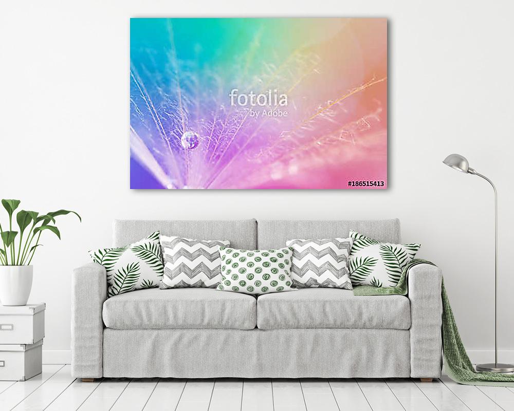 Dandelion and dew-drop on colorful background. Beautiful and sty (keretezett kép)